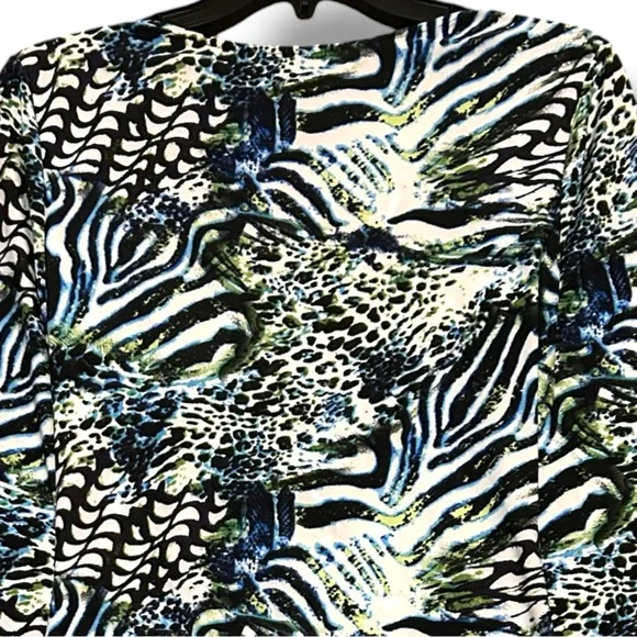 Milano Zebra and Leopard Print 3/4 Sleeve Ruching Top - Picture 10 of 11